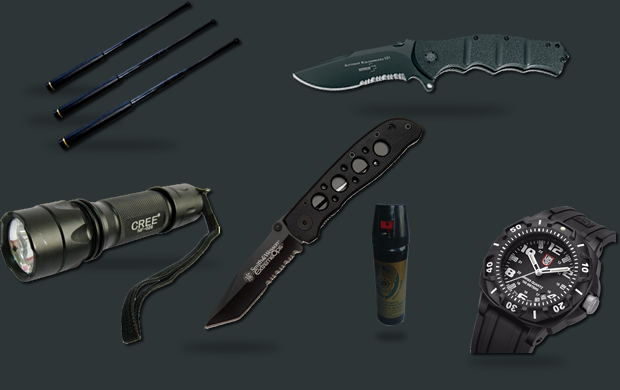 CUCHILLOS  -  BASTONES  -  GASES  -  LINTERNAS  -  RELOJES TACTICOS  -  ELEMENTOS DE SEGURIDAD